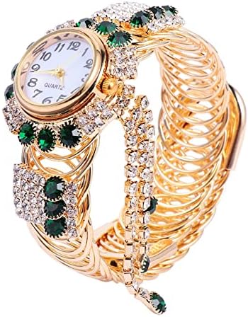 Azonee Women's Bangle Watch, Quartz Shiny Gold Watch with Crystal