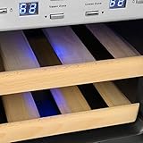 Firebird 12 Bottles Dual Zone Reversible Doors Stainless Steel Finish Wooden Shelves Freestanding Electric Wine Cooler Cellar