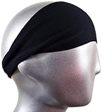 Bondi Band Solid Moisture Wicking 4" Headband, Black, One Size