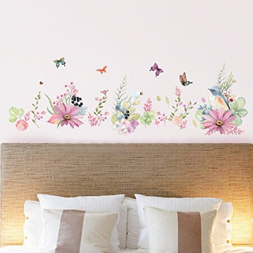 EMIRACLEZE Christmas Gift Hot Sale Beautiful Flowers Bird and Butterfly Removable Mural Wall Stickers Wall Decal for Kids Children Room Home Decor