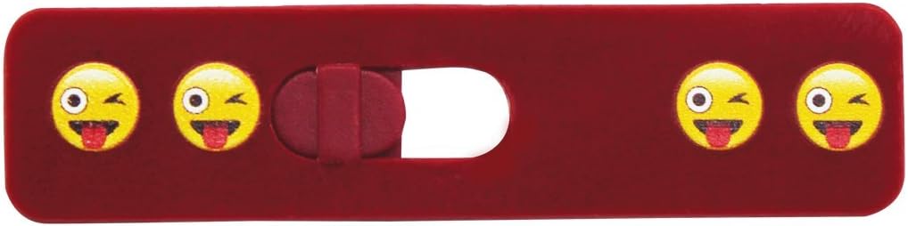Webcam Cover, Slider Camera Cover for Laptops, Ipads, and Tablets, Perfect Size and Width (2" x 0.5"), Adhesive Application (Red with Emoji)