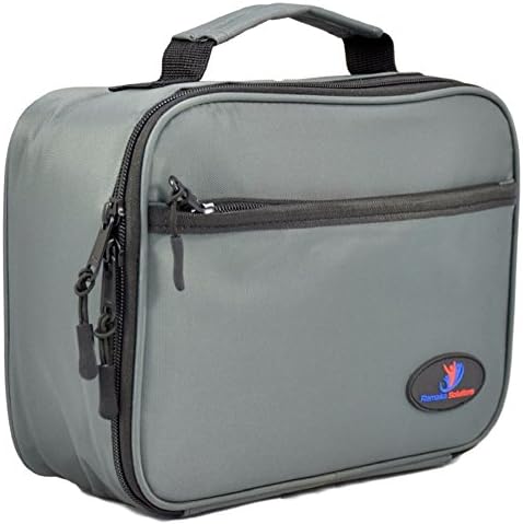 Ramaka Solutions - Insulated Lunch Bag Box for Kids โ Stain Resistant Nylon, Easy to Clean Lunch Tote for School or Sports- Large Zippered Pockets, Padded Carry Handle (Grey)