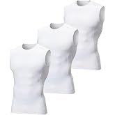 DEVOPS 3 Pack Men's Compression Shirts Sleeveless Tank Top Baselayer | Gym Training, Running, Moisture Wicking, Compression Fit, 4-Way Stretch, UPF 50+, Sleeveless