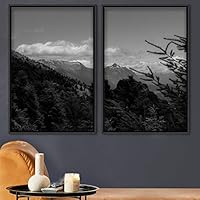 2 Piece Framed Canvas Wall Art Misty Forest Canvas Prints Home Artwork Decoration for Living Room,Bedroom - 16