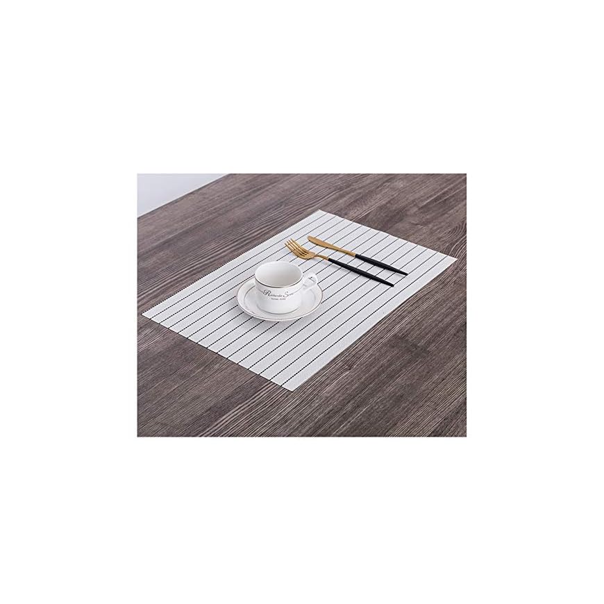 Florica Placemats Set of 4, Linen PVC Waterproof Insulation Mat for Dining Table, HeatResistant
