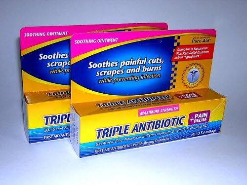 Pure-Aid Triple Antibiotic Ointment With Pain Relief, Bundle Of Two .33 Oz Tubes