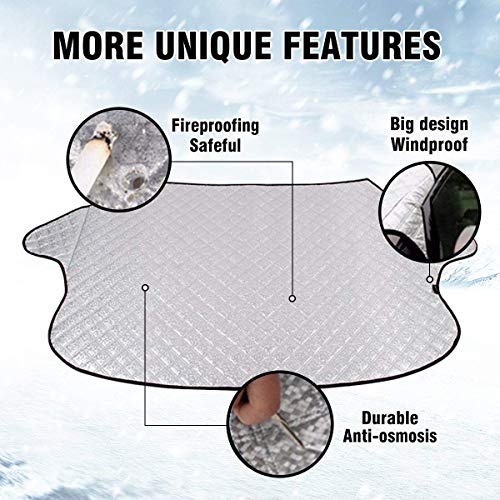 Windshield Sunshade Protector,Lord Eagle Snow Cover with Magnetic Edges Keeps Car Cooler & Snow Off Fits for Most Vehicle - Thumbnail 6