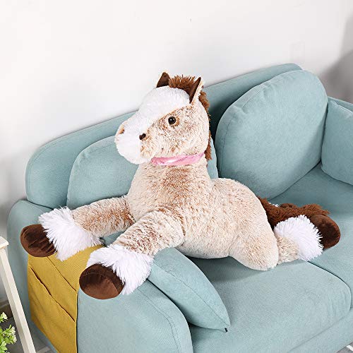 Tezituor Giant Horse Stuffed Animal, Large Pony Brown Plush Toy Horse, Big Gift for Kids,35