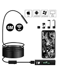 Lcat Cámara de inspección con endoscopio inalámbrico con endoscopio inalámbrico WiFi digital Megapíxeles IP68 Cámara HD Snake HD impermeable con 8 pcs. LED ajustable para Android y iOS Teléfono inteligente Samsung Tablet, Negro