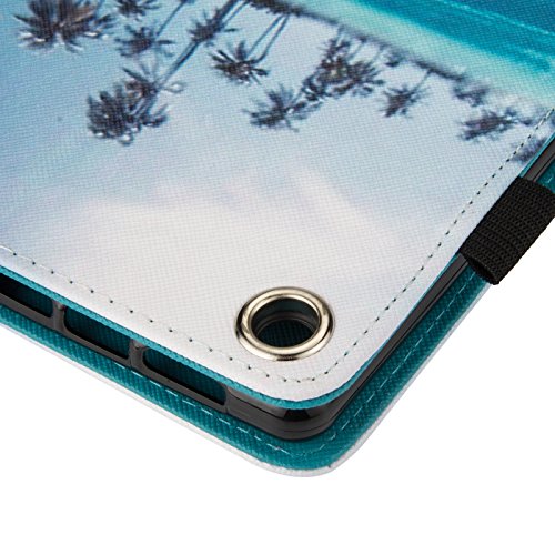 Kindle Fire HD 8 Case,LittleMax PU Leather Case Flip Stand Protective Auto Wake / Sleep Cover for Amazon Kindle Fire HD 8 7th Gen 2017 Release & 6th Gen Release 2016 with Free Stylus-04 Beach