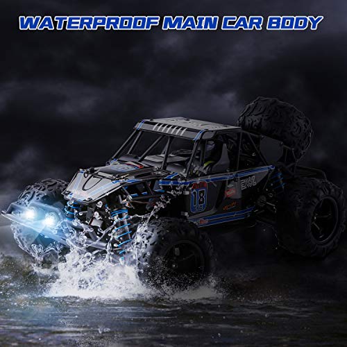 Remote Control Car, 4WD 1:18 Scale High Speed 40+ km/h Off Road Monster Toys RC Truck for Kids and Adults, MiraTekk Waterproof 2.4Ghz Radio Controlled RC Car 2 Rechargeable Batteries for 40+ Min Play