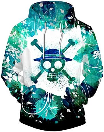 JW 3d Fashion Hoodies Anime Funny One Piece Skull Sweatshirt Hoody Long Sleeve Pocket Sweats Hararjuku Hooded Pullovers