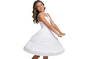 AbaoSisters Girls 3 Hoops Petticoat Half Slip Flower Girl Crinoline Skirt