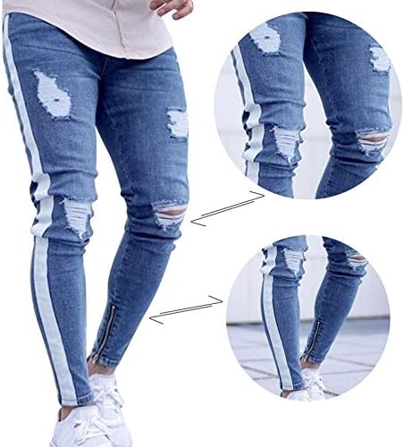 Amazon Rackerose メンズ サマーファッション ジーンズ 伸縮性 スリム カジュアル 破れ穴 リップドストライプ ジッパー スキニー ジーンズ ズボン パンツ ライトブルー L 枕 抱き枕 オンライン通販