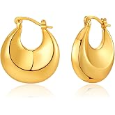 18k Gold-Plated Copper Concave Flat Crescent Hoop Earrings for Women Earrings for Women Trendy