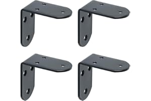 Alise 4Pcs Stainless Steel L Brackets for Shelves Black, Small Floating Shelf Brackets, 90 Degree Right Angle Bracket, Heavy Duty Metal L Bracket Corner Brackets for Wood Furniture (2.56X2.56 in)