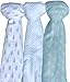 Muslin Baby Swaddle Blankets, 47x47 (3 Pack) Mint Blue and White Collection