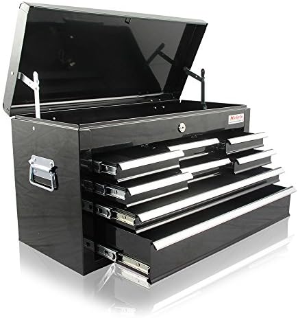 Tool Box with 8 Drawers and 1 Lid Compartment Black