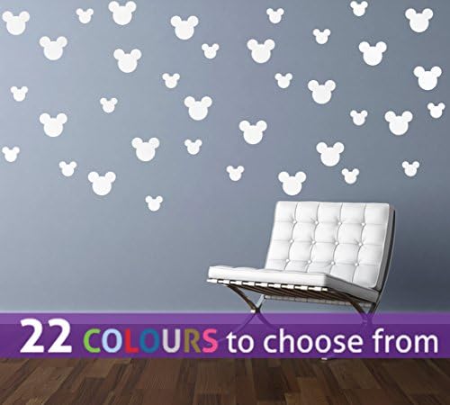 TopZogTopZog Set, pack of 18 of 2 inch and 18 of 3 inch MICKEY MOUSE ears wall art sticker decal, for baby boys, girls nursery, bedroom, laptop, WHITE