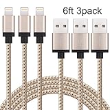 Cordify 3Pack 6FT Nylon Braided iPhone 8 Pin Lightning Sync and Charging Cable Compatible with iPhone 7/7 Plus/6/6s/6s Plus/6 Plus/5s/5c/5/SE, iPad Pro, Air 2, iPad mini 4 3 2, iPod Nano/Touch