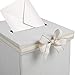 FLUYTCO Wedding Card Envelope Box - Thick Linen Fabric & Removable Ribbon Bow - Collapsible - Perfect for Weddings, Baby Showers, Birthdays, Graduations - Large Size, 100+ Cards