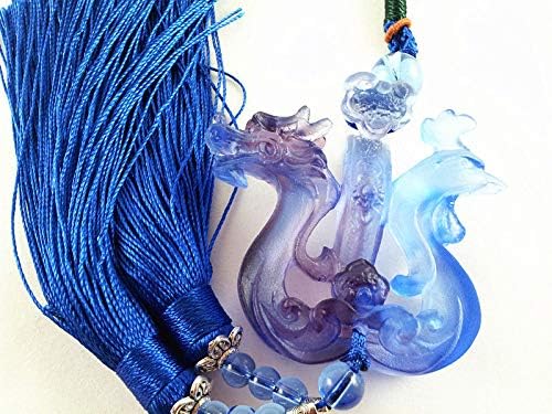 Feng Shui Liu Li Dragon and Phoenix Charm Hanging Amulet for Marriage Luck