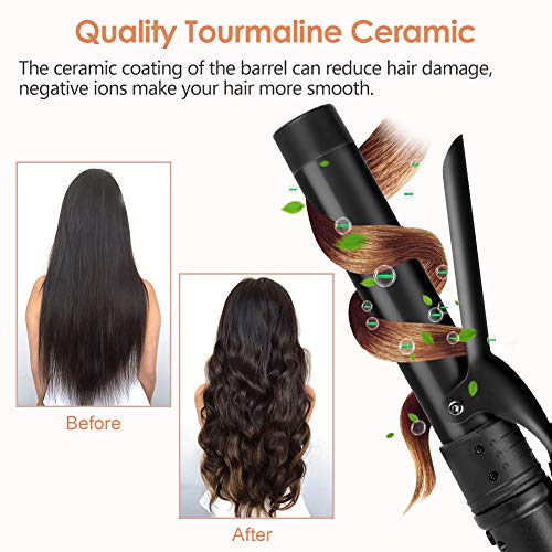 6-IN-1 Curling Iron, Professional Curling Wand Set, Instant Heat Up Hair Curler with 6 Interchangeable Ceramic Barrels (0.35'' to 1.25'') and 2 Temperature Adjustments (Black) - Thumbnail 3