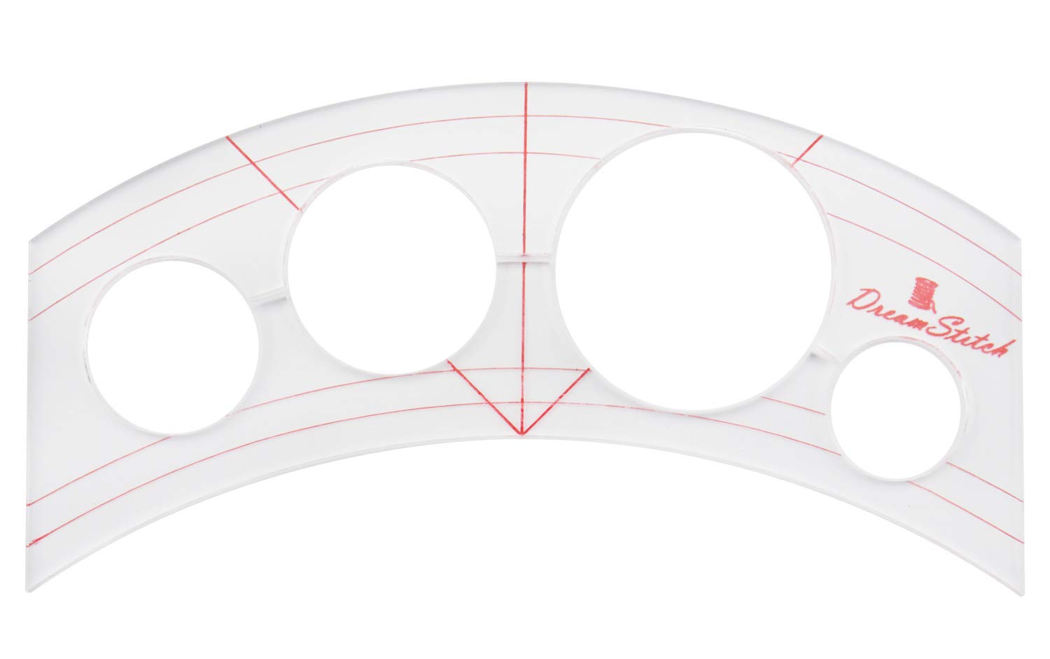 DREAMSTITCH 3mm Acrylic Patchwork Quilting Template Ruler Curves and 4 Mini Circles for Domestic (Household) Sewing Machines and for Free Motion Presser Foot Ruler-IOC-CIR-3