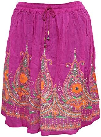 Yogachic Women's Rayon Pink Printed Skirt
