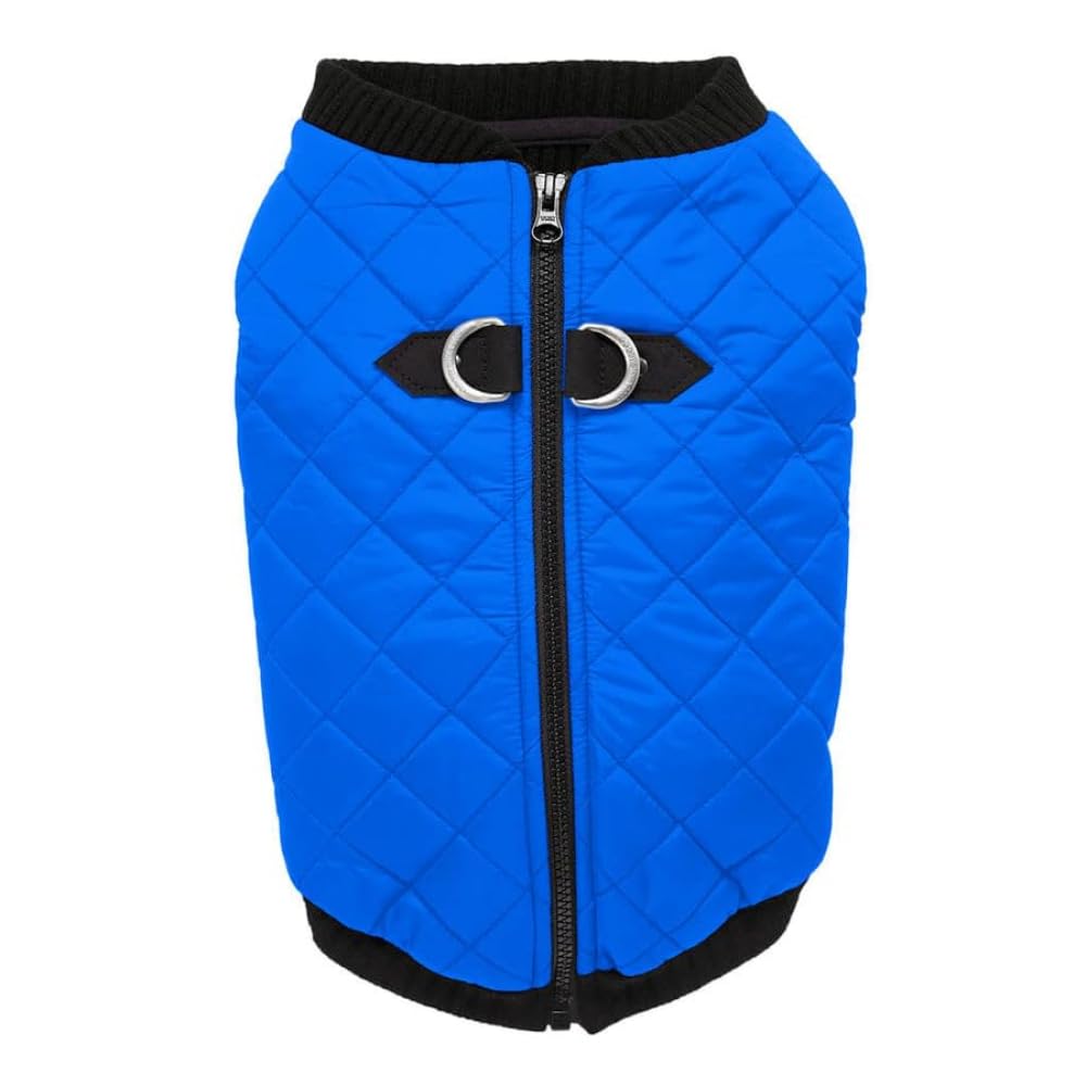Gooby Fashion Vest Dog Jacket - Blue, Small - Warm Zip Up Bomber Vest With Dual D Ring Leash - Winter Water Resistant Sweater - Clothes for Small or Medium Dogs — image 1