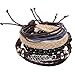 Botrong Multi Layer Leather Alloy Leaf Beads Bracelet Charms Rope Brown Wristband for Women