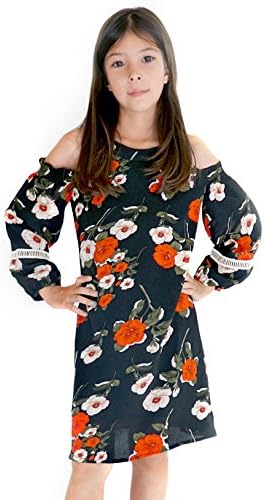 Smukke, Big Girls Floral Printed Dress with Lace Trim or Tiered Ruffles (Many Options) 7-16
