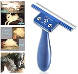 FurSweep, Long & Short Hair Cat brush & Dog Brush for Shedding, Solid Stainless Steel Deshedding Tool, Shiny Blue