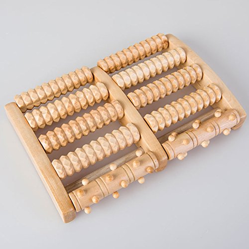 Vogvigo Wooden Roller Massager Foot Massage Tool Sauna Accessory Stress Relief Relax Massage Accessory Foot Roller Foot Massager 5 Rows