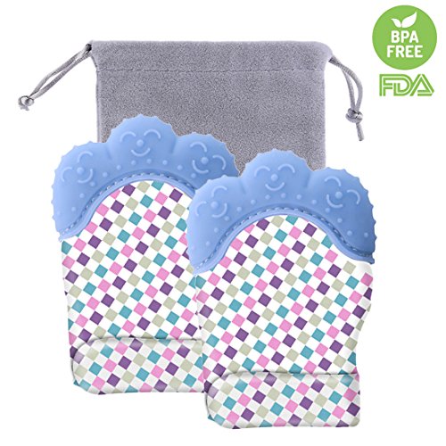 image for Teething Mitten, Hmane 1 Pair /2pcs Baby Self-soothing Teether Gum Pai