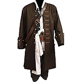 Mens Pirates Cosplay Costume Pirate Jack Outfit Coat Belt Cosplay Props Halloween