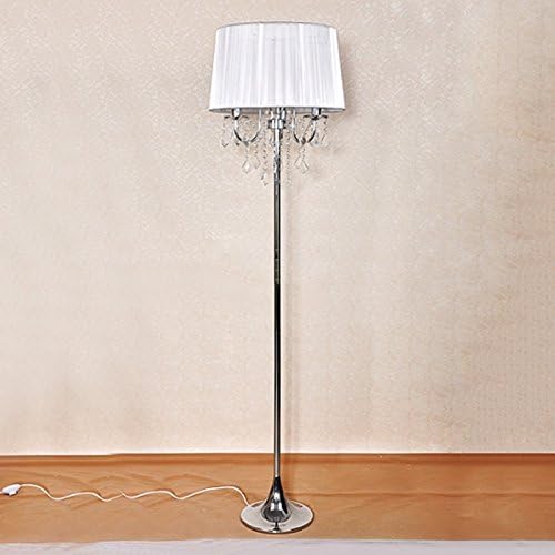 Luxury Crystal Floor Lamp European Living Room Bedroom Bedside Lamp High Standing Tabel Lamp ( Color : Silver )
