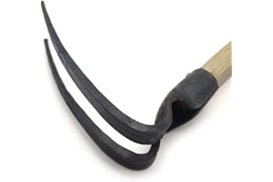 CLAIRLA Hand Mini Garden Hoes Dual Headed Weeding Tool - Carbon Steel Hoe/Tine Cultivator 3 Prongs Combo Garden Tools with Wood Handle (2 Prongs)