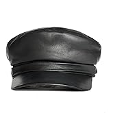 Lukkizara Women's Real Leather Newsboy Cap Yacht Captain Sailor Hat