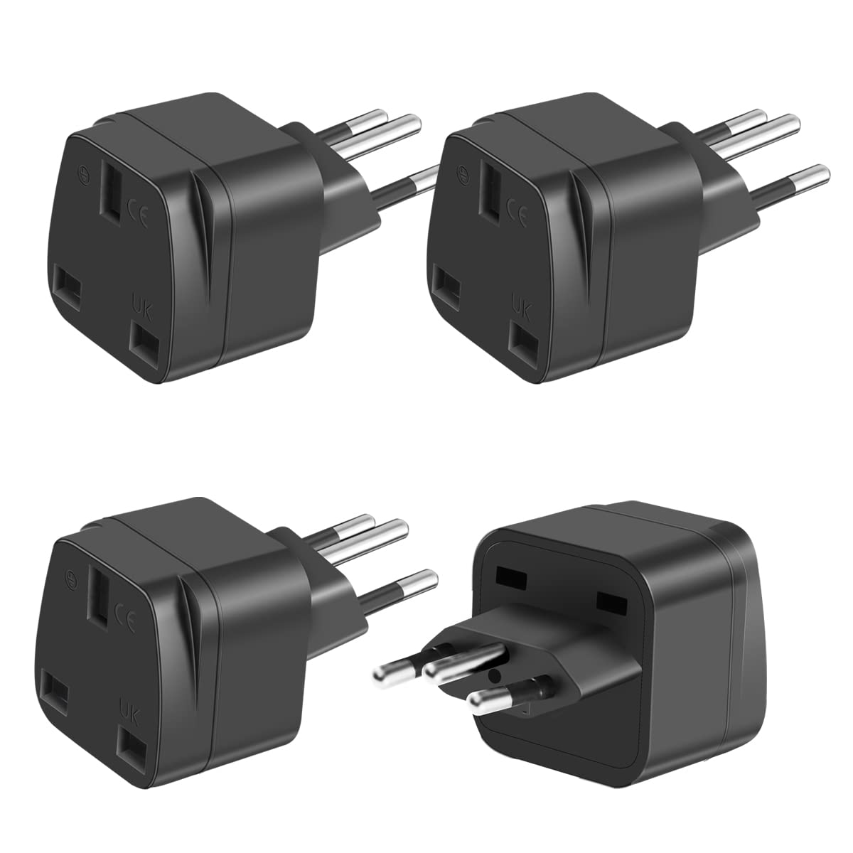 LUKELI 4 Pack UK to Switzerland Plug Adapter Swiss Adaptor Plug (Black 4 Pack)
