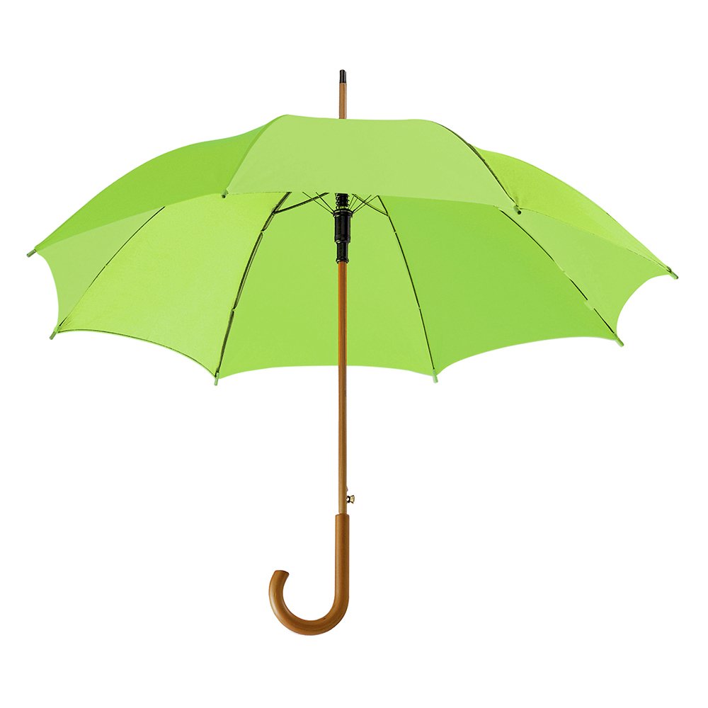 eBuyGB Automatic Opening Classic Wooden Crook Handle Large Umbrella Rainproof for Men and Women Umbrella Windproof Strong - Light Green 41.5 Inch / 105cm Span 90cm Length