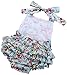 Fubin Baby Girl's Floral Print Ruffles Romper Summer Clothes With Headband,Mint,7-12 months