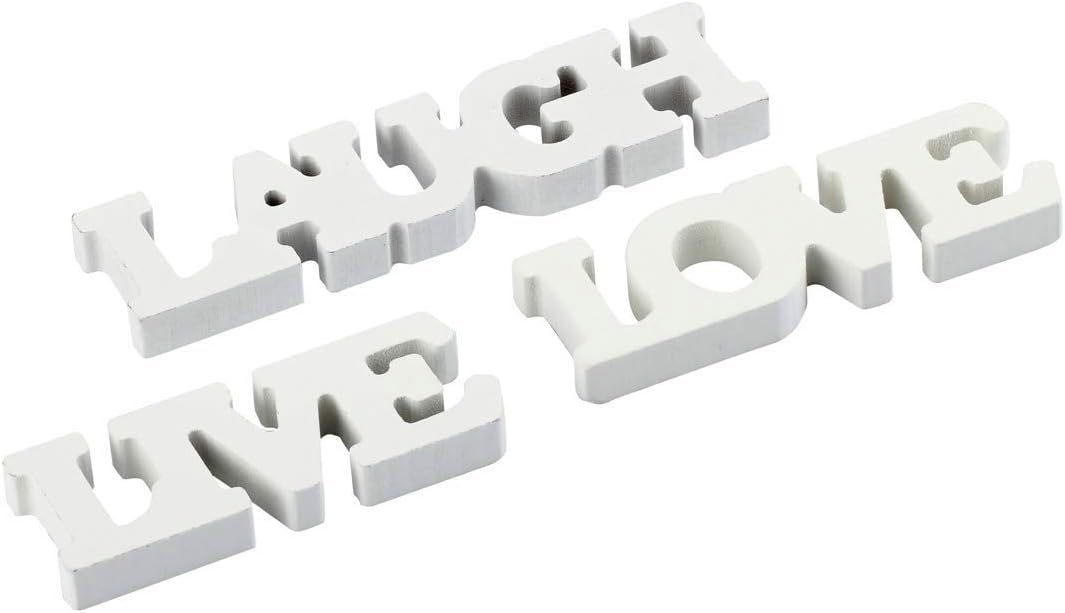 BinaryABC Live Love Laugh Wooden Letters,Engagement Wedding Party Decorations,3Pcs(White)