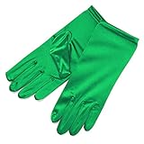 ZaZa Bridal Shiny Stretch Satin Dress Gloves Wrist Length 2BL-Kelly Green
