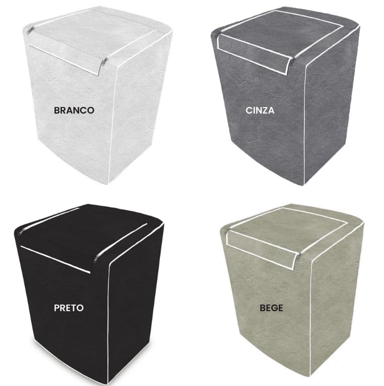 Capa Para Maquina De Lavar Brastemp Eletrolux Consul 12Kg 13Kg 14Kg 15Kg 16Kg 17Kg Impermeável Forrada Com Zíper Proteção UV Material Super Resistente E Perolizado de Alta Qualidade (PRETO, G)