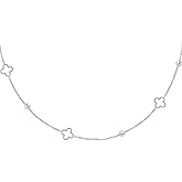 Four Leaf Clover Charm Choker Necklace, Sterling Silver (Stainless Steel) and Gold, Women's Jewelry, Designer Choker Necklace, Perfect Lucky Gift for Good Luck, Resembles Modern Fashion Trends