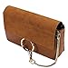 GEMATE  Women's Genuine Leather Chain Nubuck Flap Shoulder Bag (camel) 