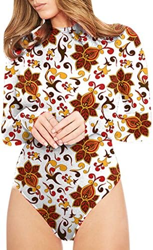 Rokiney Women Fashion 3D Print Tight Stretch One-piece Bodysuit Romper White XL