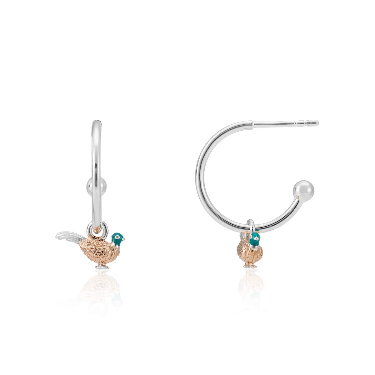 Silver Pheasant Hoop Earrings- pheasant bird earrings for country lovers.