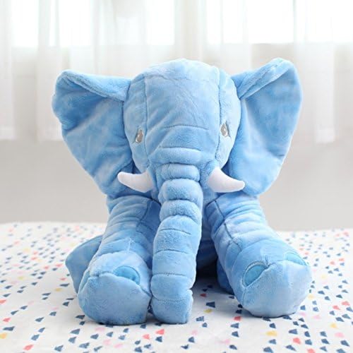 New Elephant Soft Automotive Baby Sleep Pillow Doll Baby Crib Foldable Baby Bed Car Seat Cushion Kids Portable Bedroom Bedding Set (Light blue)